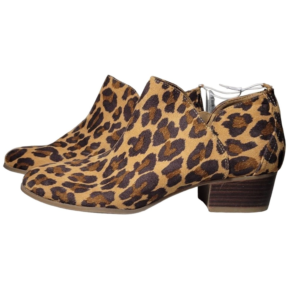 Leopard Print Ankle Boots Women's Booties Faux Suede Side Zip Casual Shoes‎